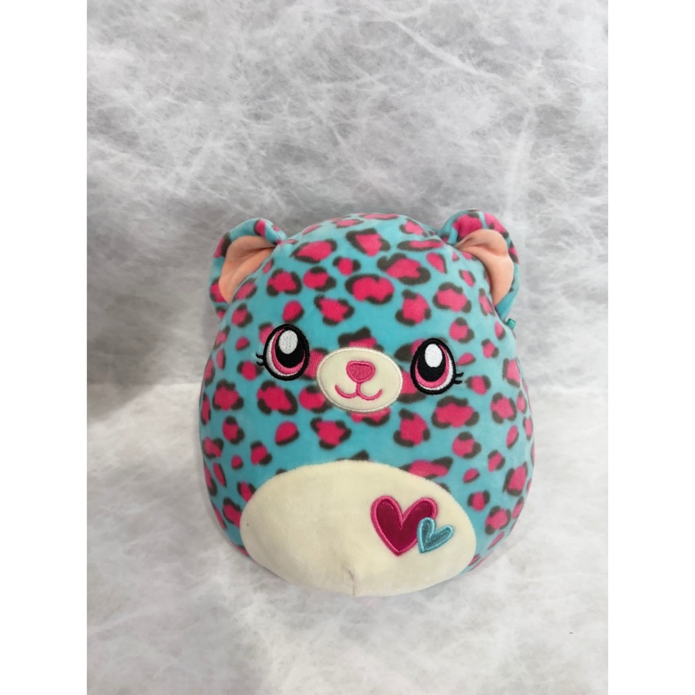 Squishmallows Teal Pink Leopard Cheetah Plush Heart Embroidery K17-134VPC-8